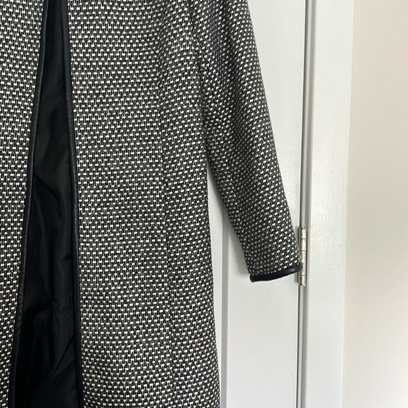 Calvin Klein Long Line Tweed Jacket with faux leather trim - Picture 4 of 8
